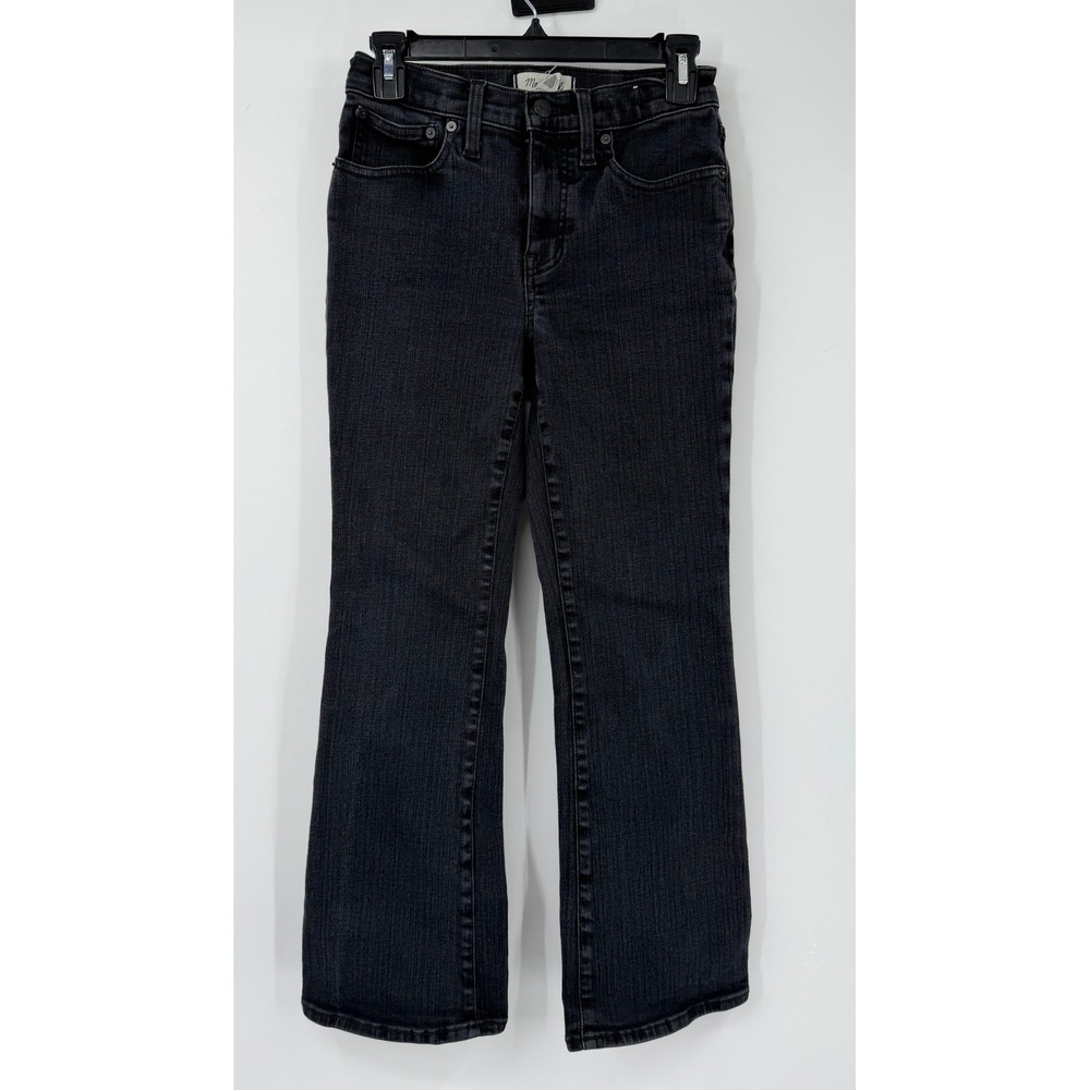 Madewell Mid-Rise Kick Out Jeans Faded Black Cropped Bootcut Flare Size 27